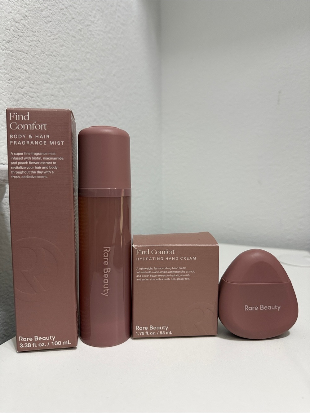 Rare Beauty Mini Find Comfort Bundle Set Lot Body Hair Fragrance Mist Hand Cream